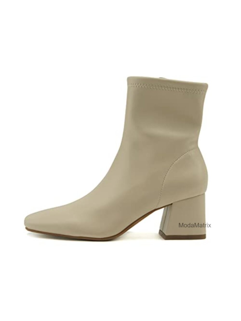 Block Heel Ankle Bootie Square Toe Side Zipper Faux Suede Boot